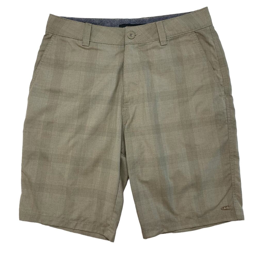 O'NEILL Tan Plaid Walking Chino Shorts Size 30 Mens Hiking 10" #A1028016US
